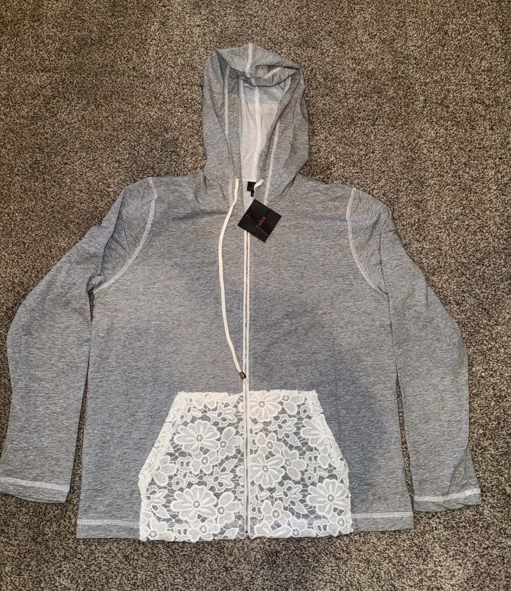 Lulu Lulu Hoodie Size XL Gray Lace Pocket
